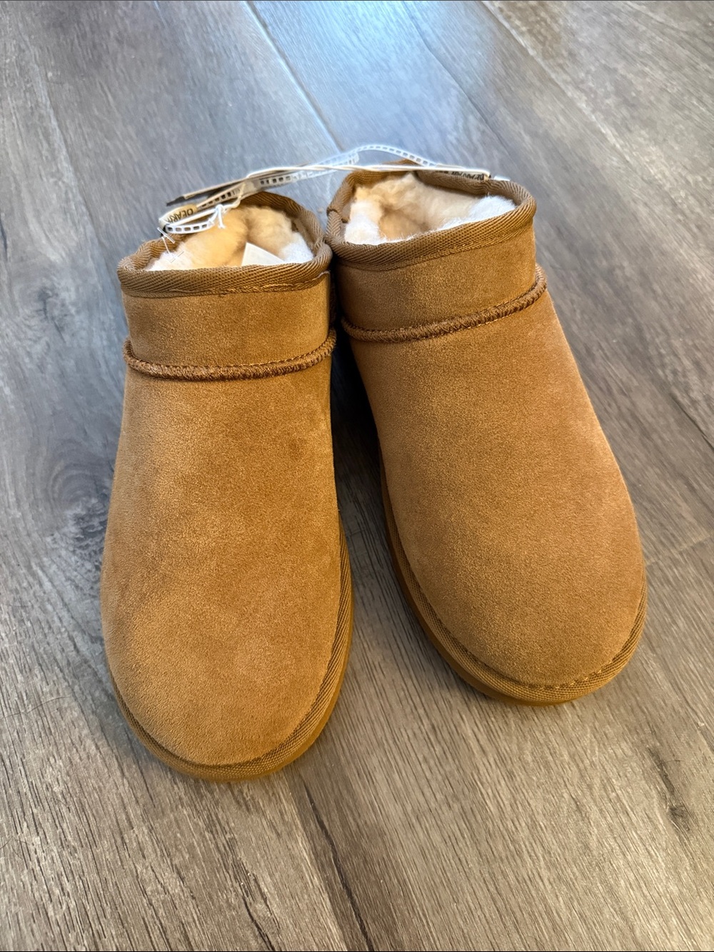 BearPaw Tan Shearling-Lined Slip-On Slippers